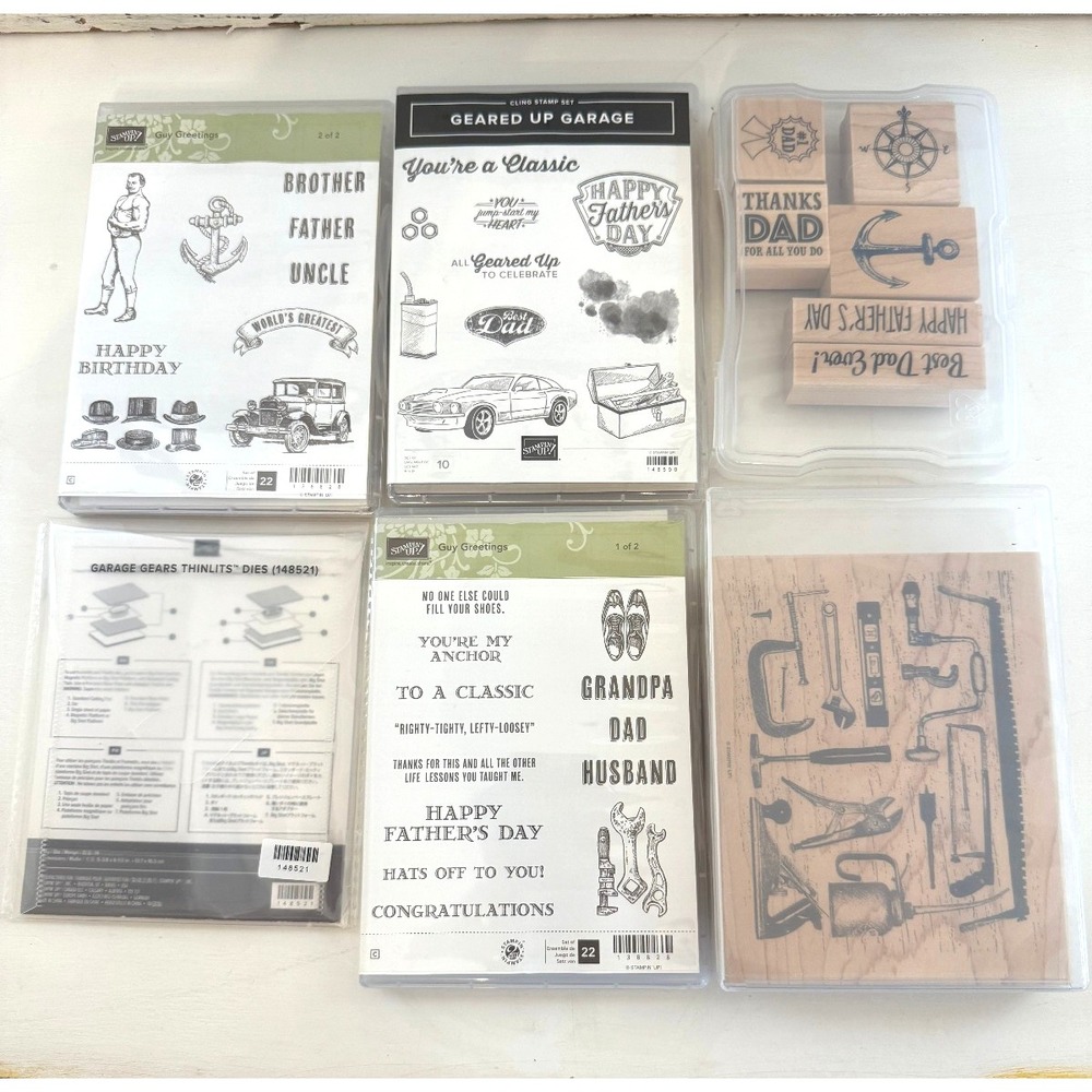 Stampin' Up! LOT 6 Stamp Sets Die cut Rubber Clings Dies Retired Dad Father‎